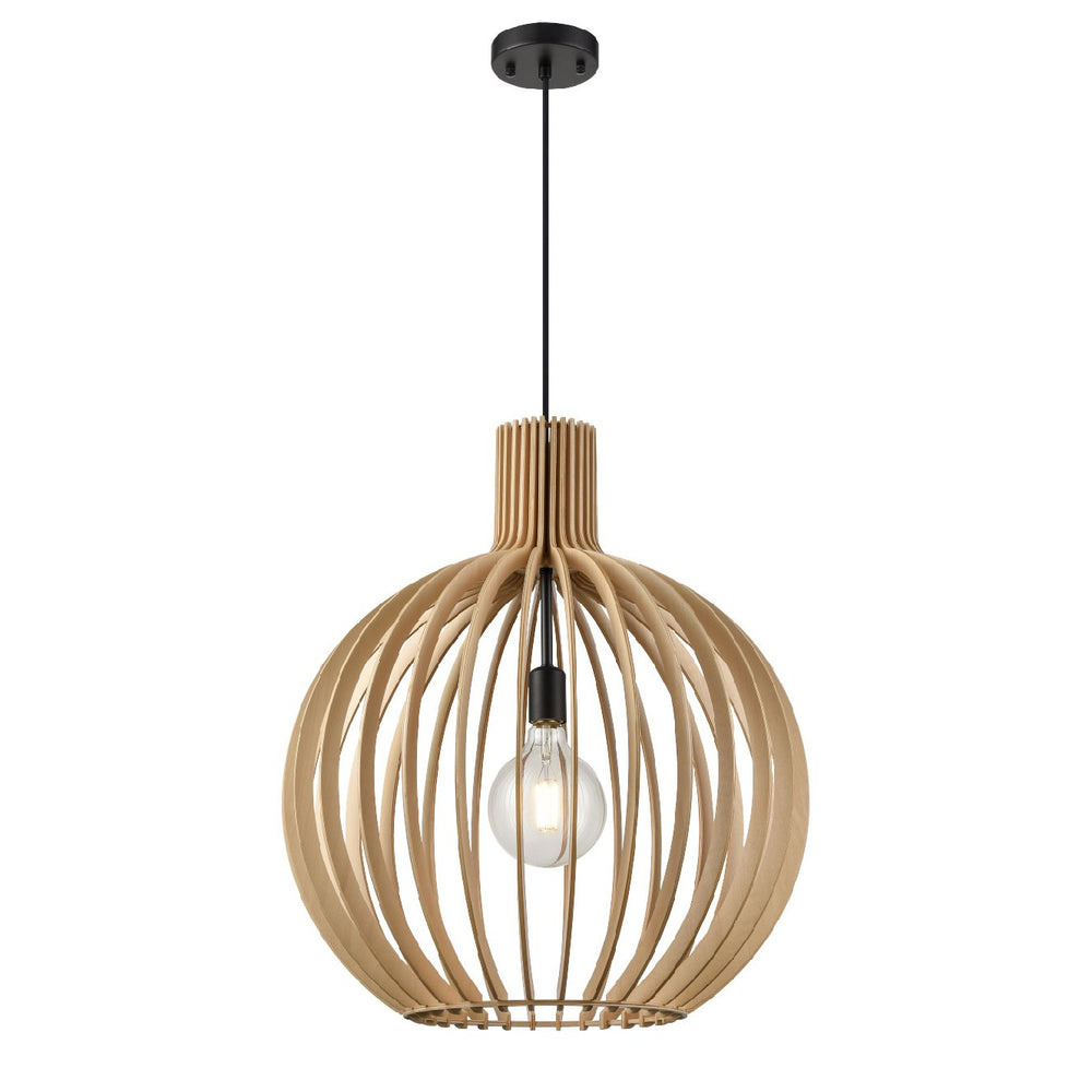 DVI Canada - One Light Pendant - Nahanni Park - Black With Natural Wood Shade- Union Lighting Luminaires Decor