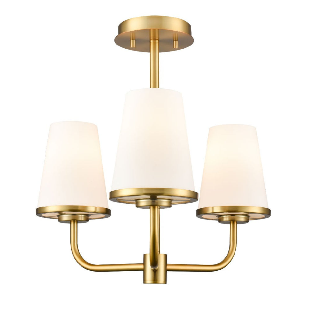 DVI Canada - Three Light Semi-Flush Mount - Kanata - Brass With Half Opal Glass- Union Lighting Luminaires Decor