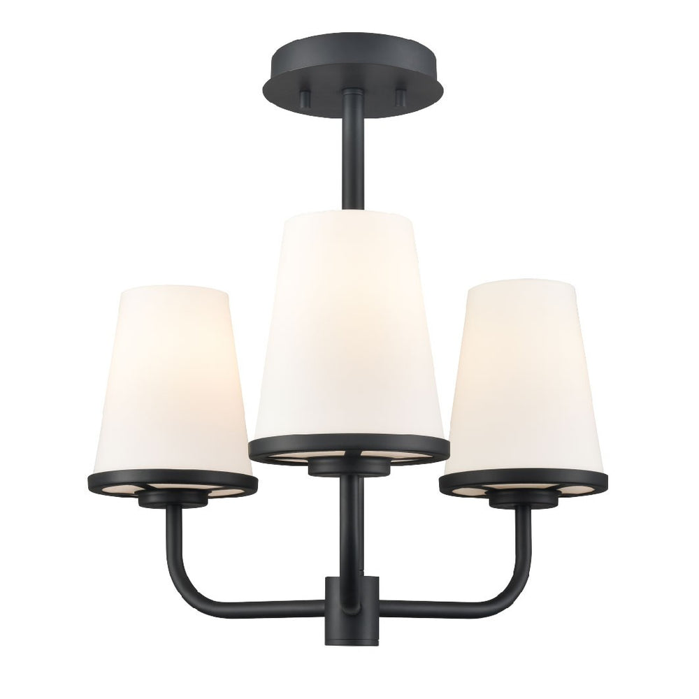 DVI Canada - Three Light Semi-Flush Mount - Kanata - Ebony With Half Opal Glass- Union Lighting Luminaires Decor