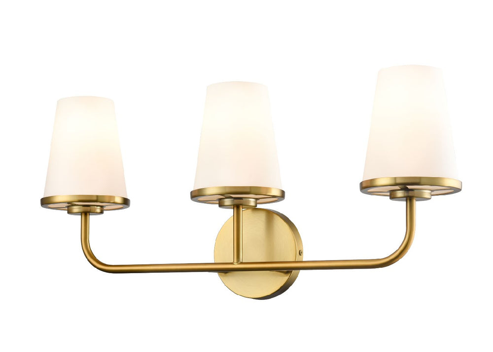 DVI Canada - Three Light Vanity - Kanata - Brass With Half Opal Glass- Union Lighting Luminaires Decor