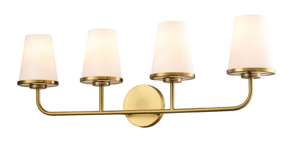 DVI Canada - Four Light Vanity - Kanata - Brass With Half Opal Glass- Union Lighting Luminaires Decor