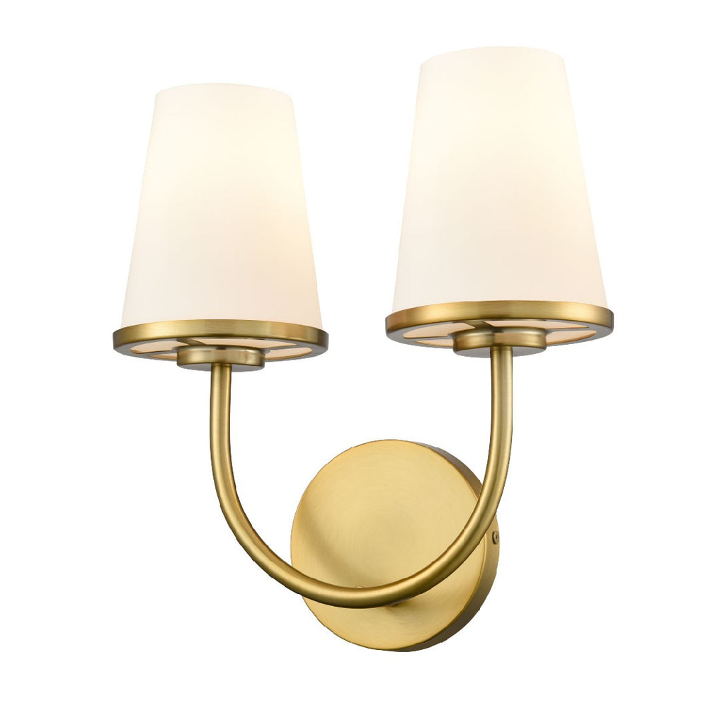 DVI Canada - Two Light Wall Sconce - Kanata - Brass With Half Opal Glass- Union Lighting Luminaires Decor