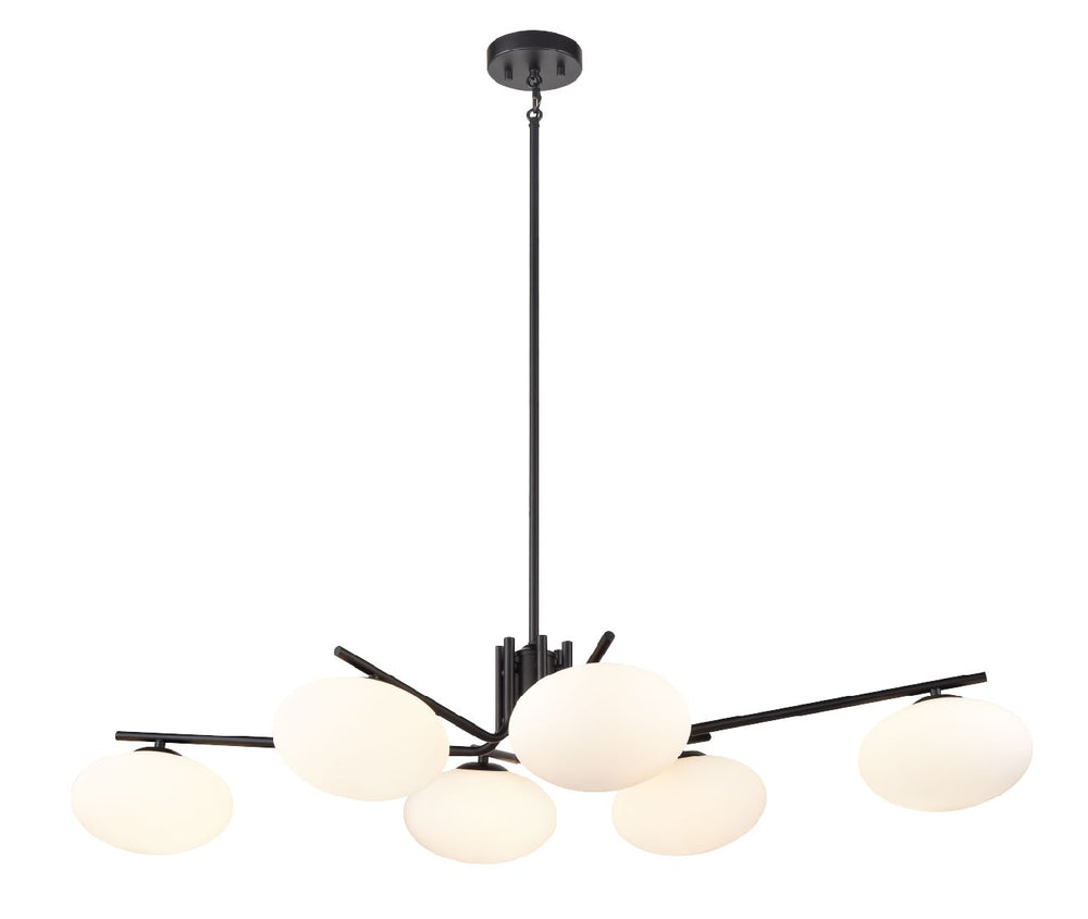 DVI Canada - Six Light Linear Pendant - Valour Road - Ebony With Half Opal Glass- Union Lighting Luminaires Decor