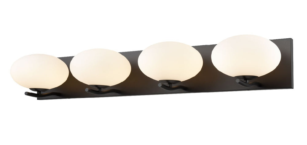 DVI Canada - Four Light Vanity - Valour Road - Ebony With Half Opal Glass- Union Lighting Luminaires Decor