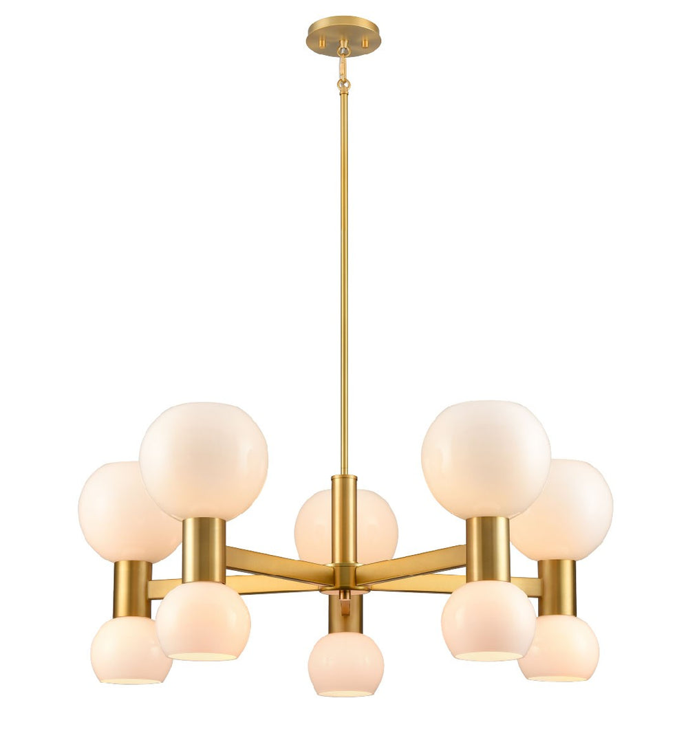 DVI Canada - Eight Light Chandelier - Lillooet - Brass And True Opal Glass- Union Lighting Luminaires Decor