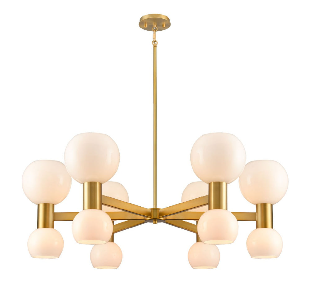 DVI Canada - 12 Light Pendant - Lillooet - Brass With True Opal Glass- Union Lighting Luminaires Decor