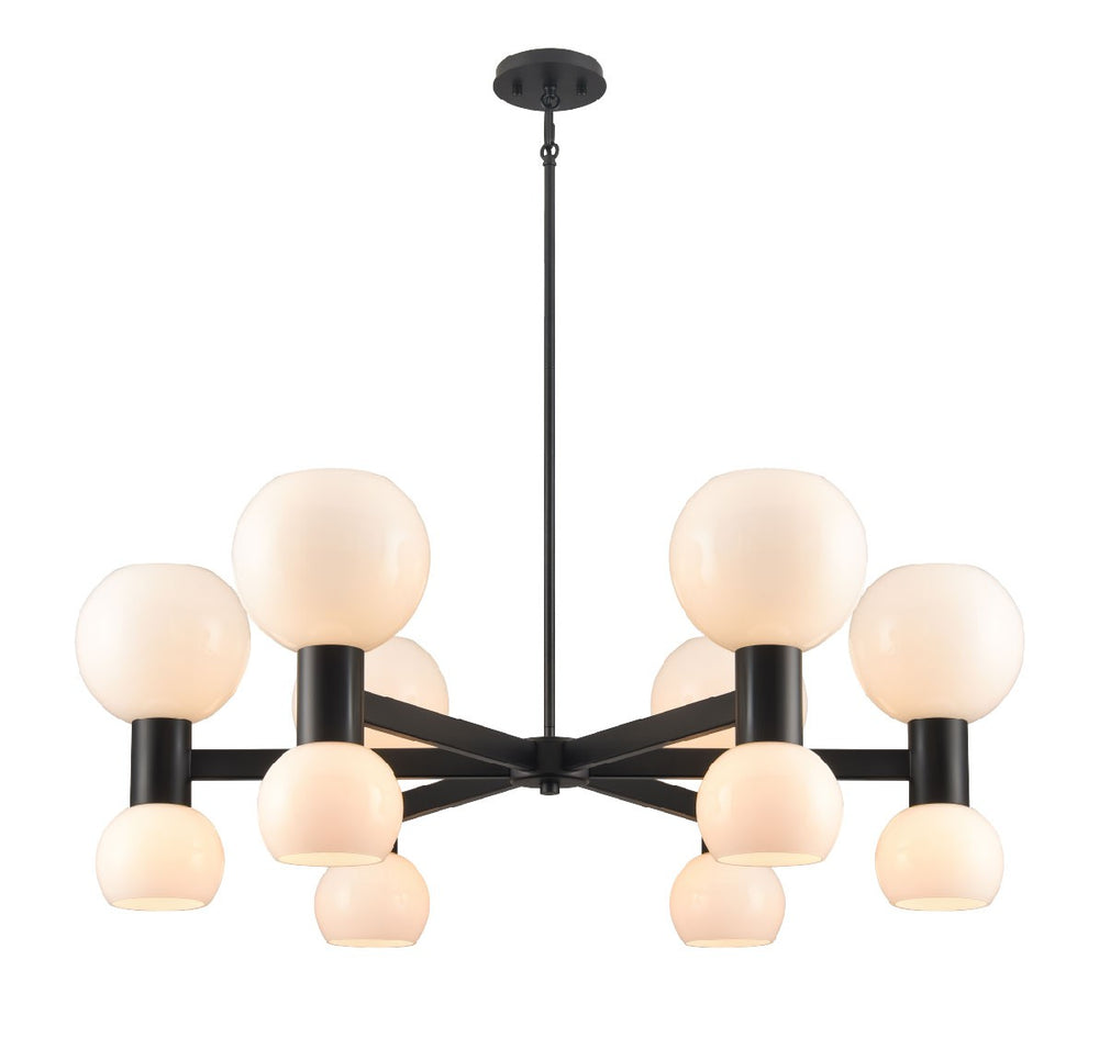 DVI Canada - 12 Light Pendant - Lillooet - Ebony With True Opal Glass- Union Lighting Luminaires Decor