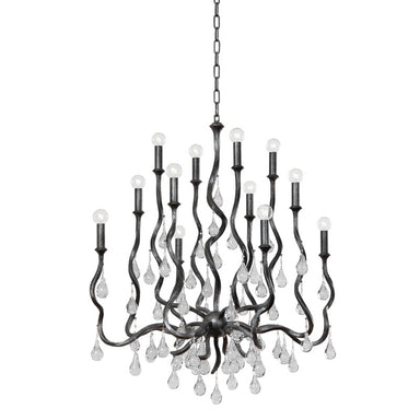Corbett Lighting Canada - 12 Light Chandelier - Aveline - Blackened Silver Leaf- Union Lighting Luminaires Decor