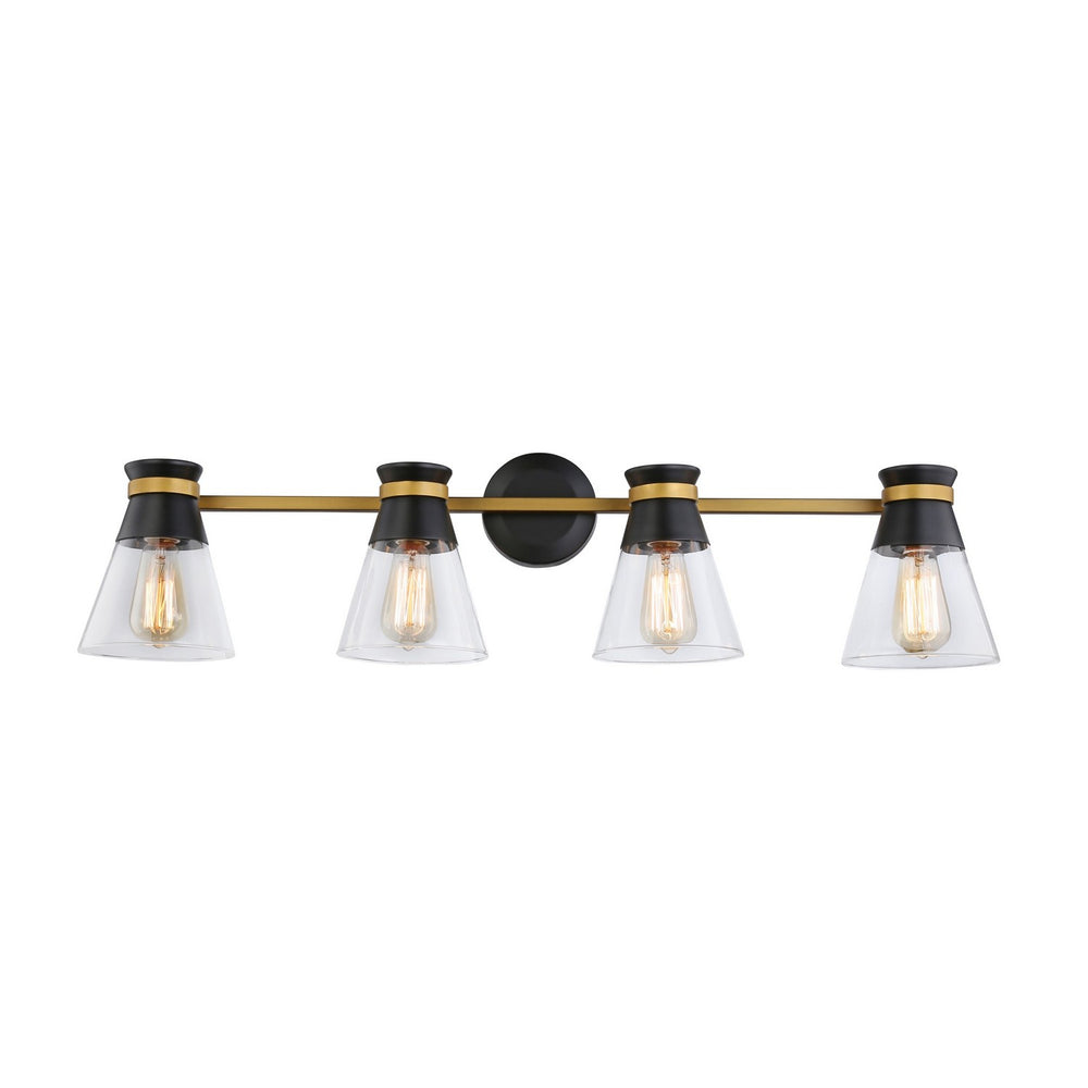 Artcraft Canada - Four Light Vanity - Kanata - Black & Brushed Brass- Union Lighting Luminaires Decor