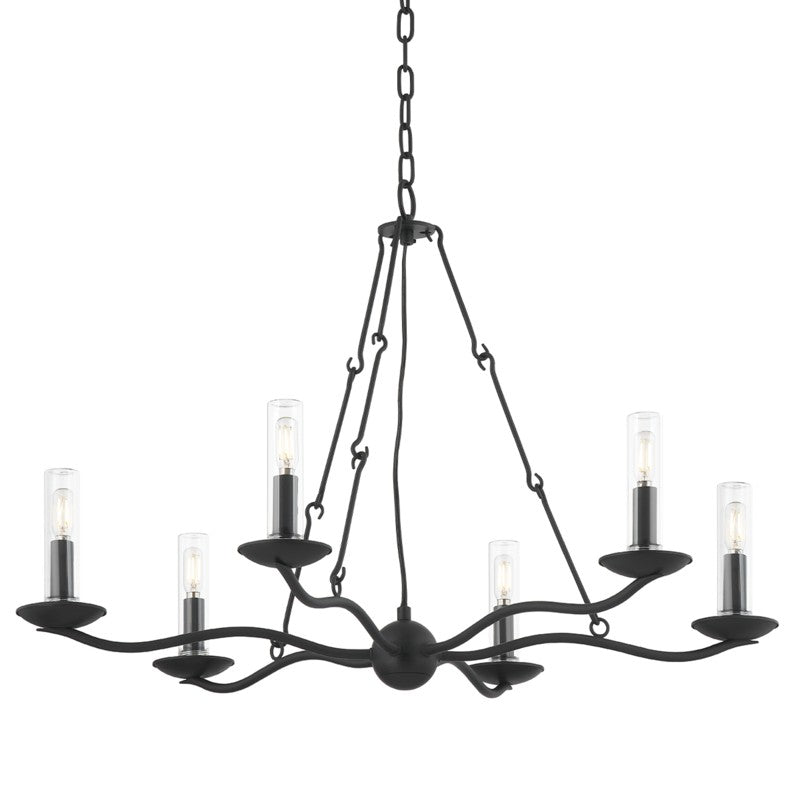 Troy Lighting Canada - Six Light Outdoor Chandelier - Sawyer - Forged Iron- Union Lighting Luminaires Decor