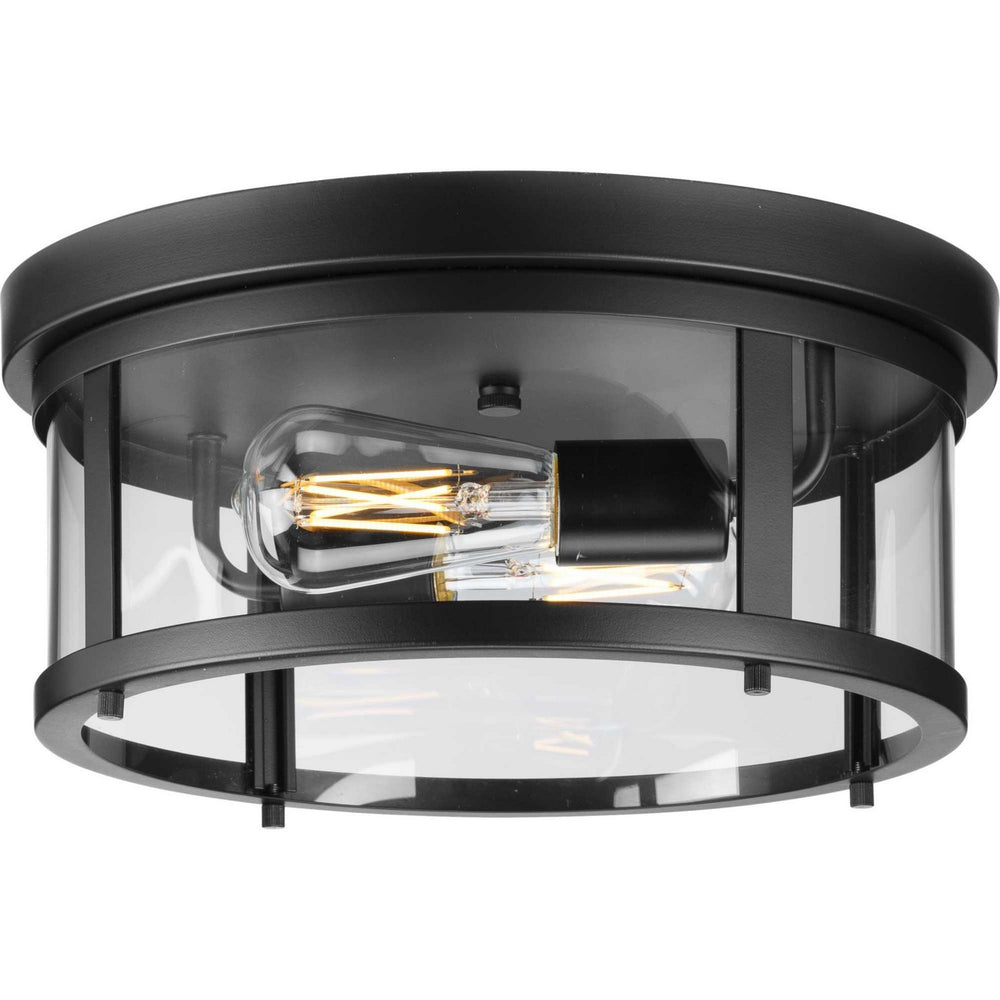 Progress Canada - Two Light Outdoor Flush Mount - Gunther - Matte Black- Union Lighting Luminaires Decor