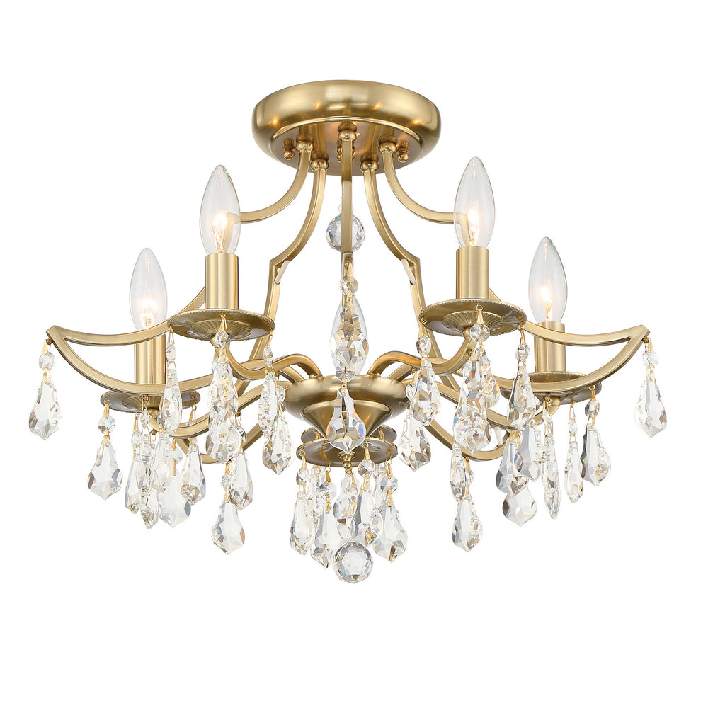 Crystorama - Five Light Semi Flush Mount - Cedar - Vibrant Gold- Union Lighting Luminaires Decor