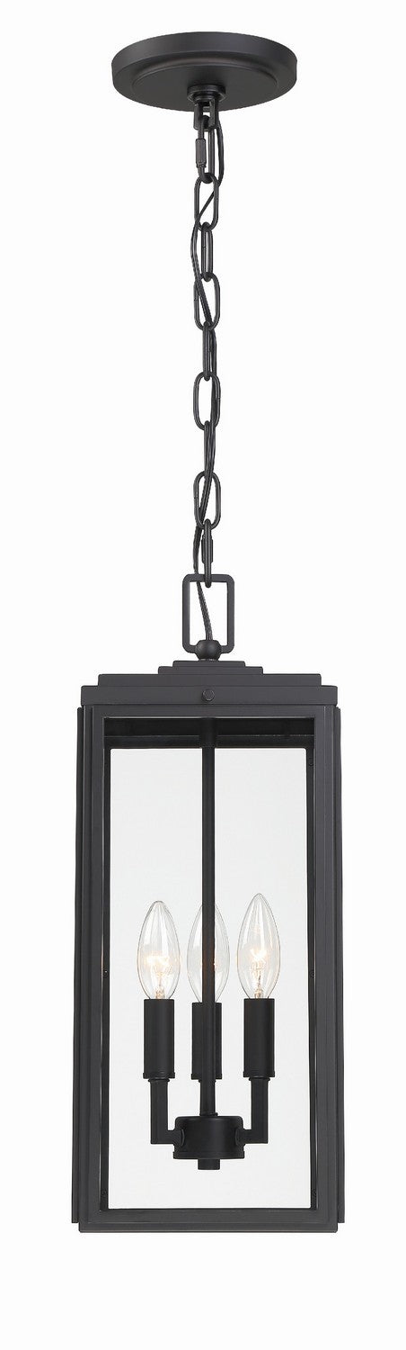 Crystorama - Three Light Outdoor Pendant - Byron - Matte Black- Union Lighting Luminaires Decor