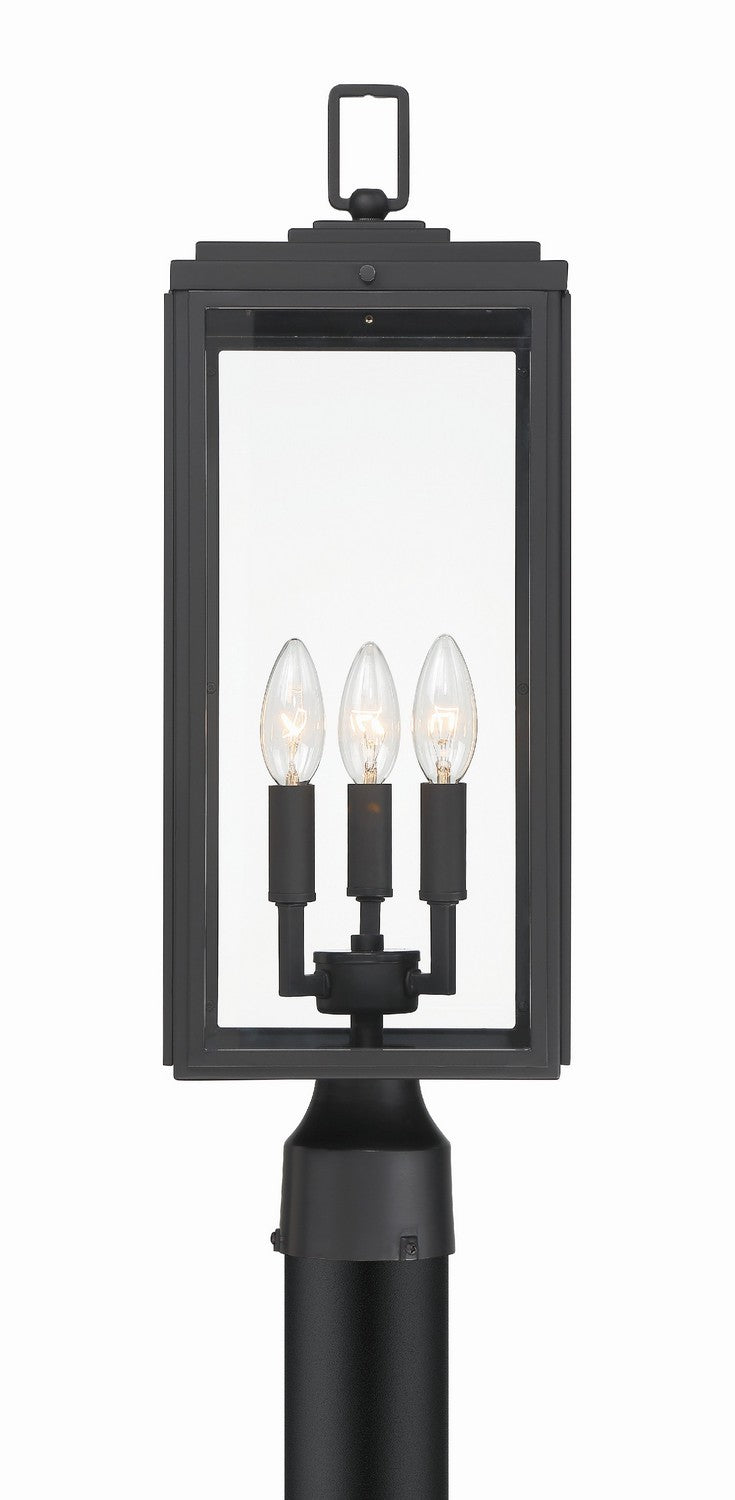 Crystorama - Three Light Outdoor Post Mount - Byron - Matte Black- Union Lighting Luminaires Decor