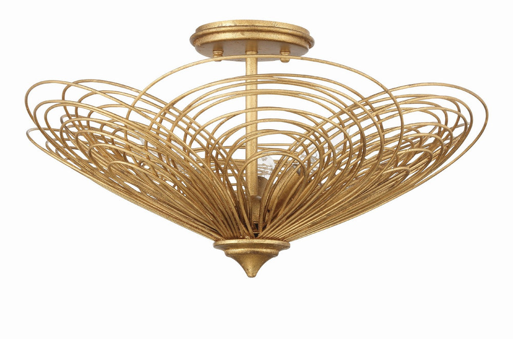 Crystorama - Three Light Semi Flush Mount - Doral - Renaissance Gold- Union Lighting Luminaires Decor