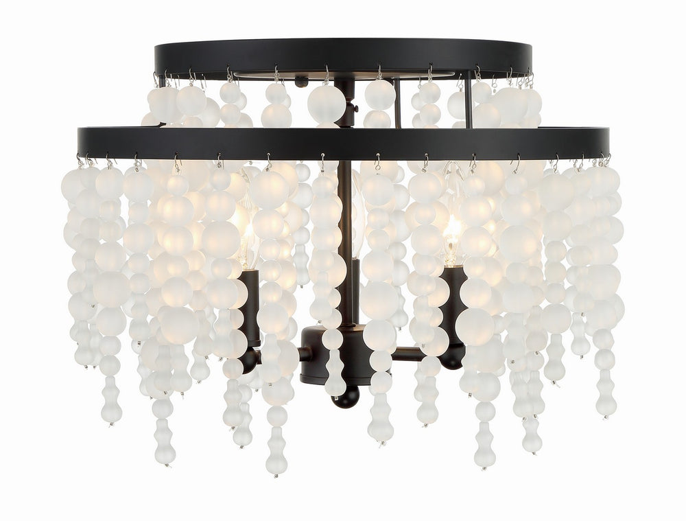 Crystorama - Three Light Semi Flush Mount - Poppy - Matte Black- Union Lighting Luminaires Decor