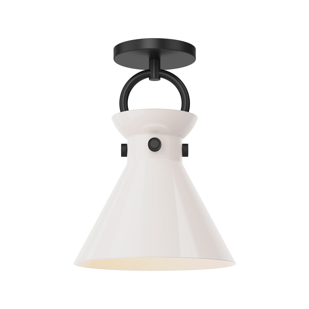 Alora Canada - One Light Semi-Flush Mount - Emerson - Matte Black/Glossy Opal- Union Lighting Luminaires Decor