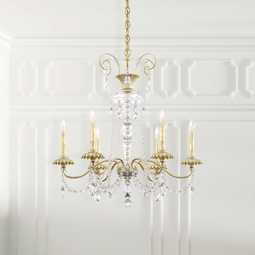 Schonbek - Six Light Chandelier - Helenia - Heirloom Silver- Union Lighting Luminaires Decor