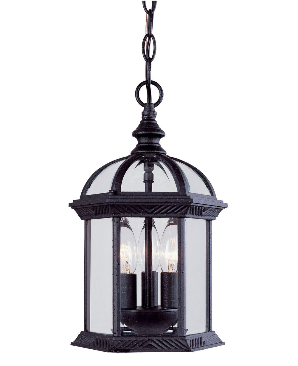 Savoy House - Three Light Hanging Lantern - Kensington - Textured Black- Union Lighting Luminaires Decor