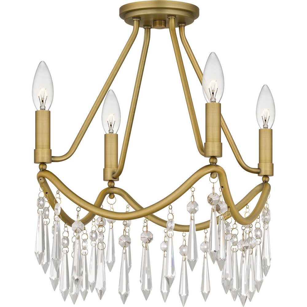 Quoizel - Four Light Semi Flush Mount - Airedale - Aged Brass- Union Lighting Luminaires Decor