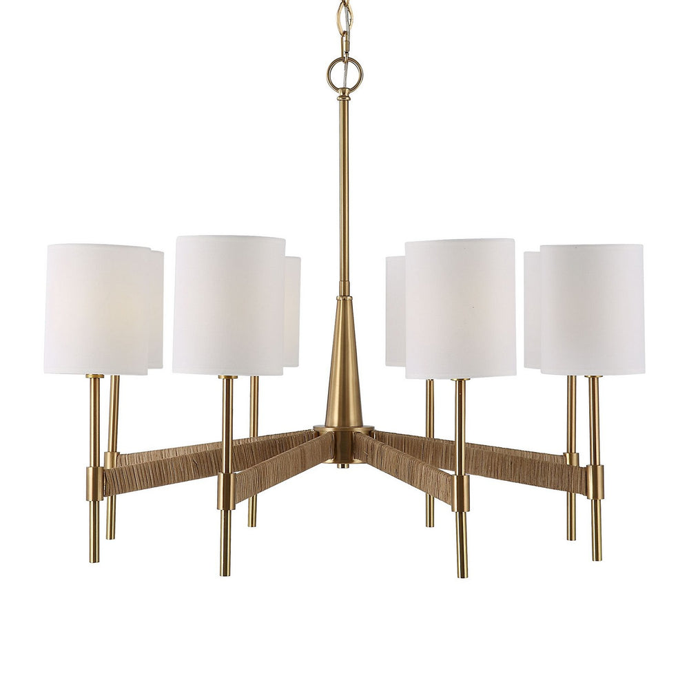 Uttermost - Eight Light Chandelier - Lautoka - Warm Brass With Rattan Wrap- Union Lighting Luminaires Decor