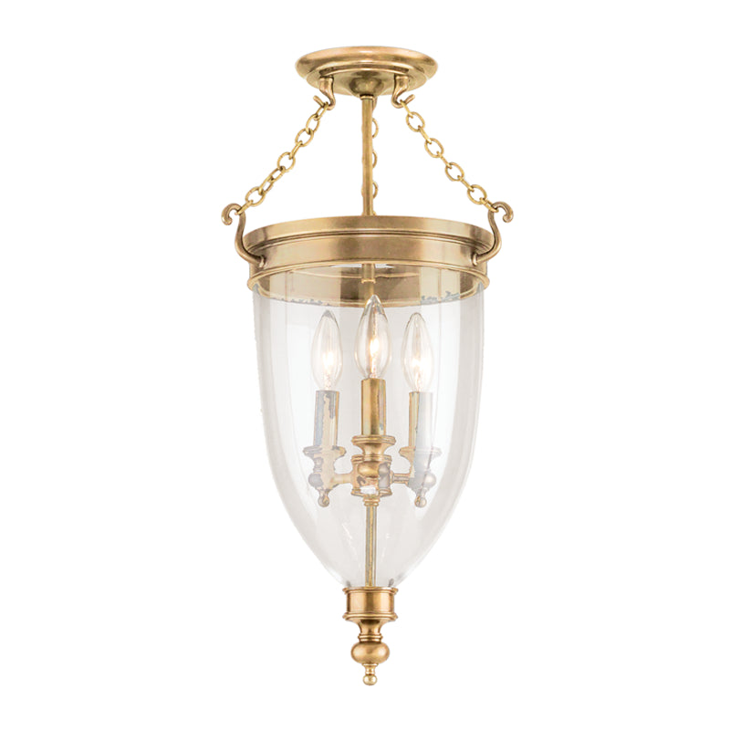 Hudson Valley - Three Light Semi Flush Mount - Hanover - Aged Brass- Union Lighting Luminaires Decor