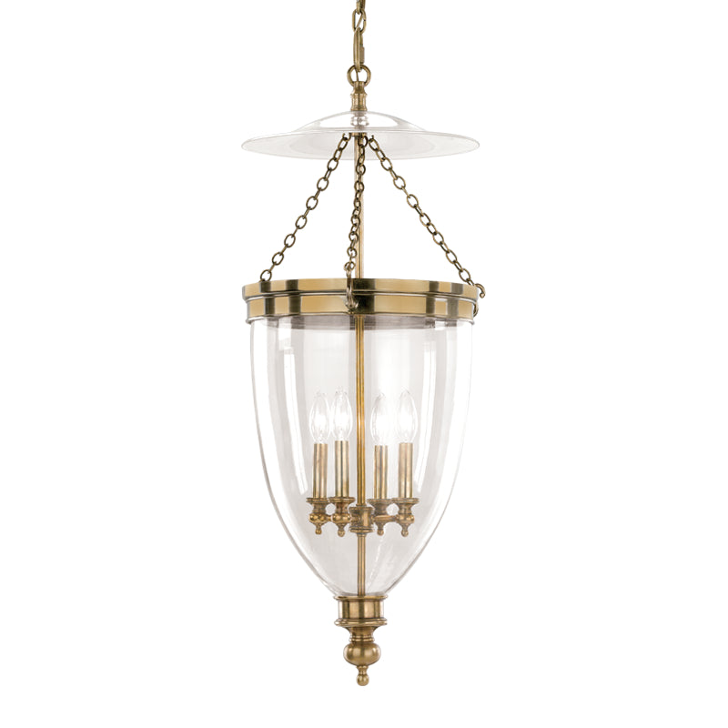 Hudson Valley - Four Light Pendant - Hanover - Aged Brass- Union Lighting Luminaires Decor