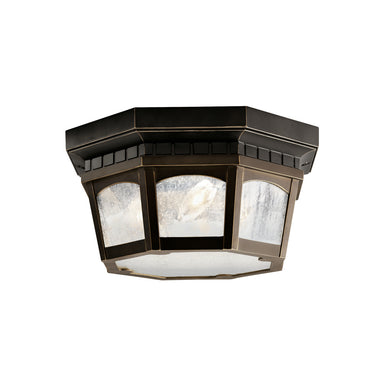 Kichler Canada - Three Light Outdoor Ceiling Mount - Courtyard - Rubbed Bronze- Union Lighting Luminaires Decor