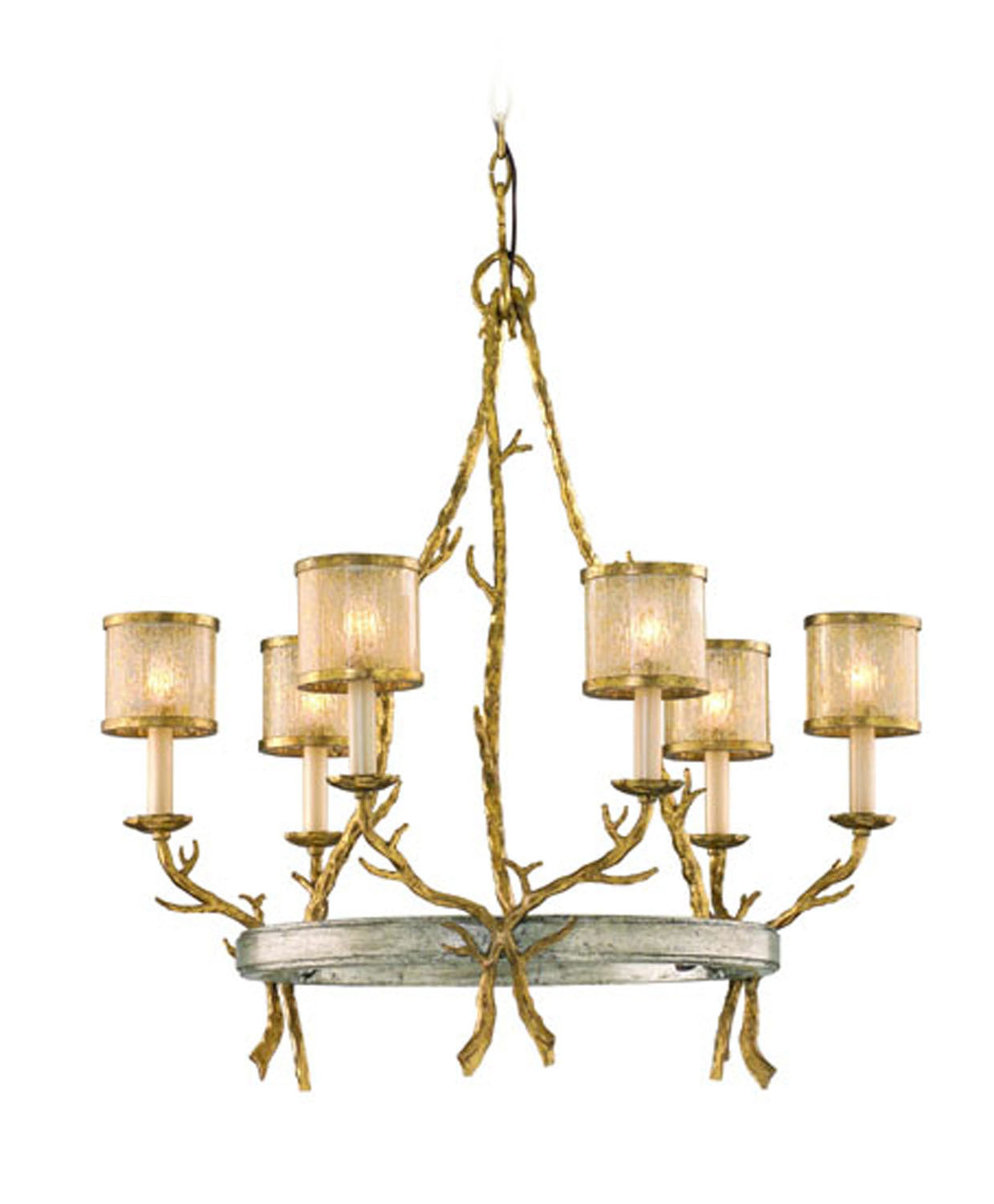 Corbett Lighting - Six Light Chandelier - Parc Royale - Vintage Gold Leaf- Union Lighting Luminaires Decor