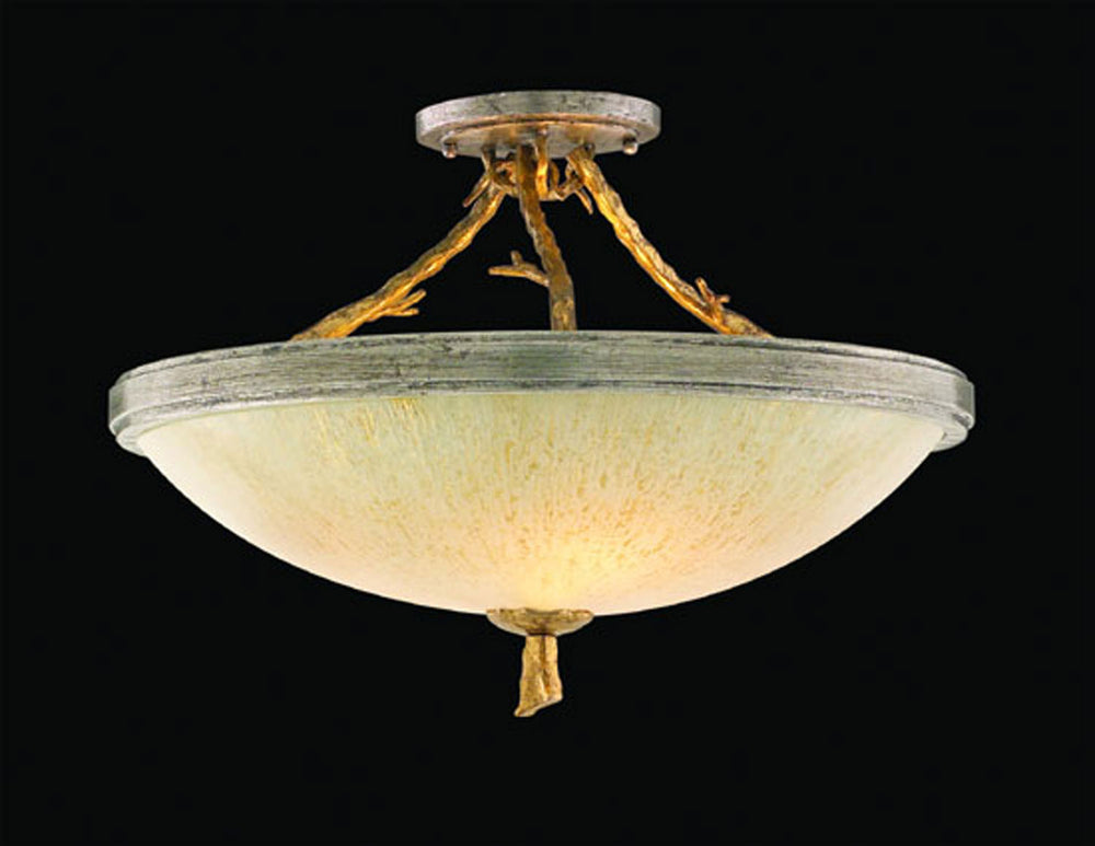 Corbett Lighting Canada - Three Light Semi Flush Mount - Parc Royale - Vintage Gold Leaf- Union Lighting Luminaires Decor