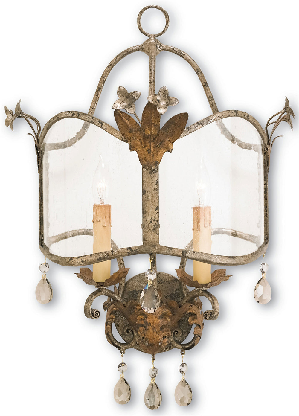 Currey and Company - Two Light Wall Sconce - Winterthur - Viejo Gold/Viejo Silver- Union Lighting Luminaires Decor