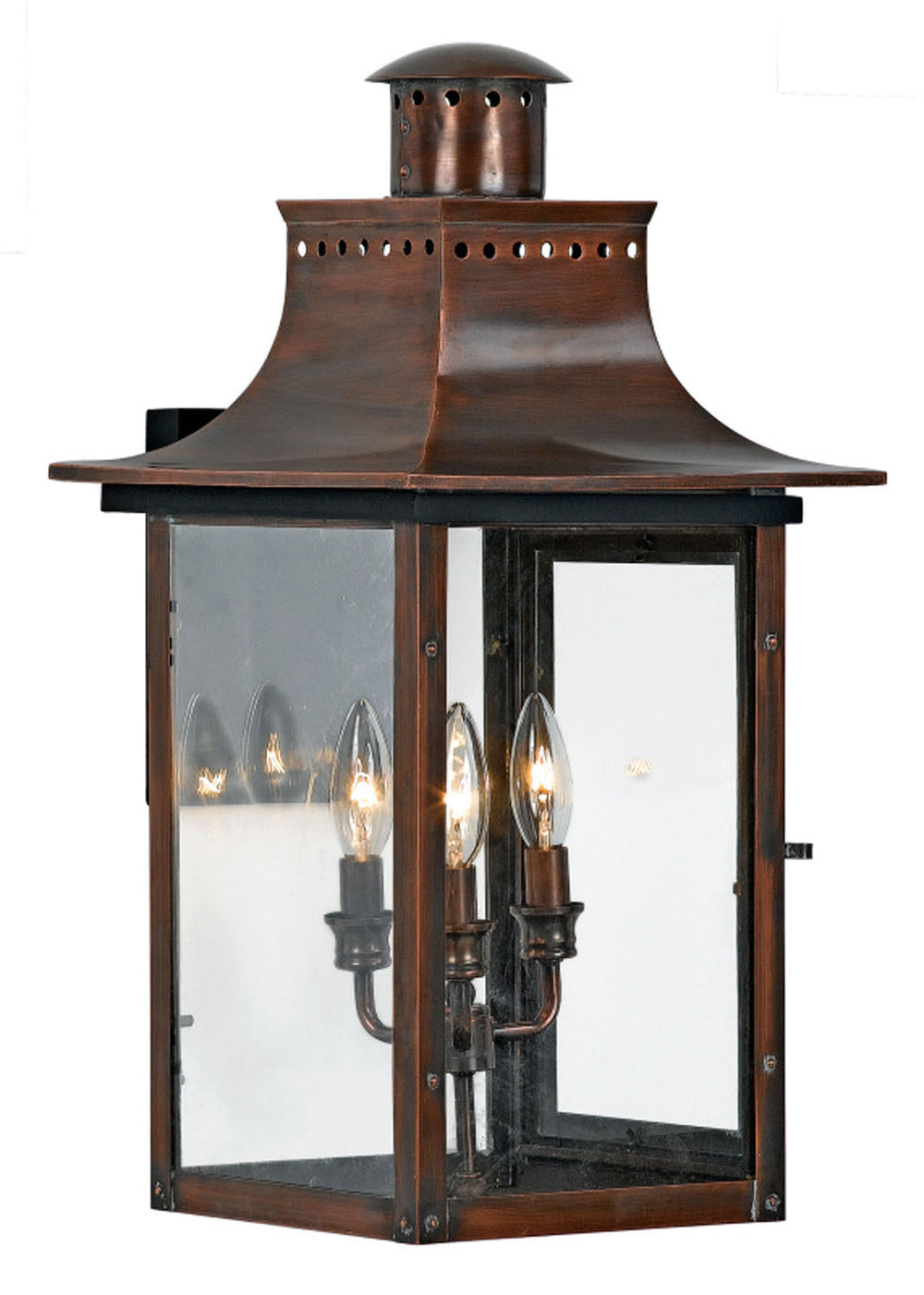 Quoizel - Three Light Outdoor Wall Lantern - Chalmers - Aged Copper- Union Lighting Luminaires Decor