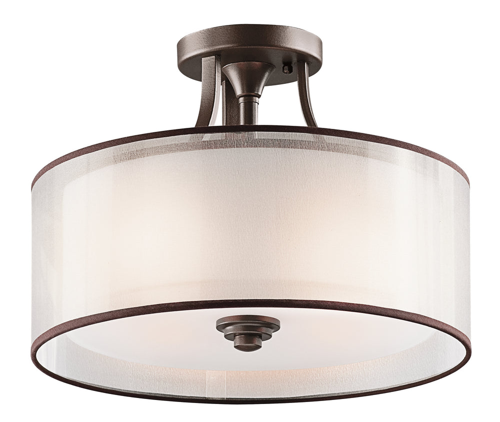 Kichler Canada - Three Light Semi Flush Mount - Lacey - Mission Bronze- Union Lighting Luminaires Decor