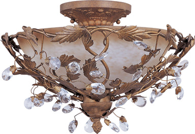 Maxim - Three Light Semi-Flush Mount - Elegante - Etruscan Gold- Union Lighting Luminaires Decor