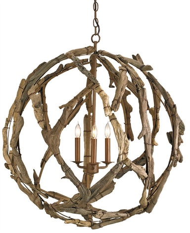 Currey and Company - Three Light Chandelier - Driftwood - Natural/Washed Driftwood- Union Lighting Luminaires Decor