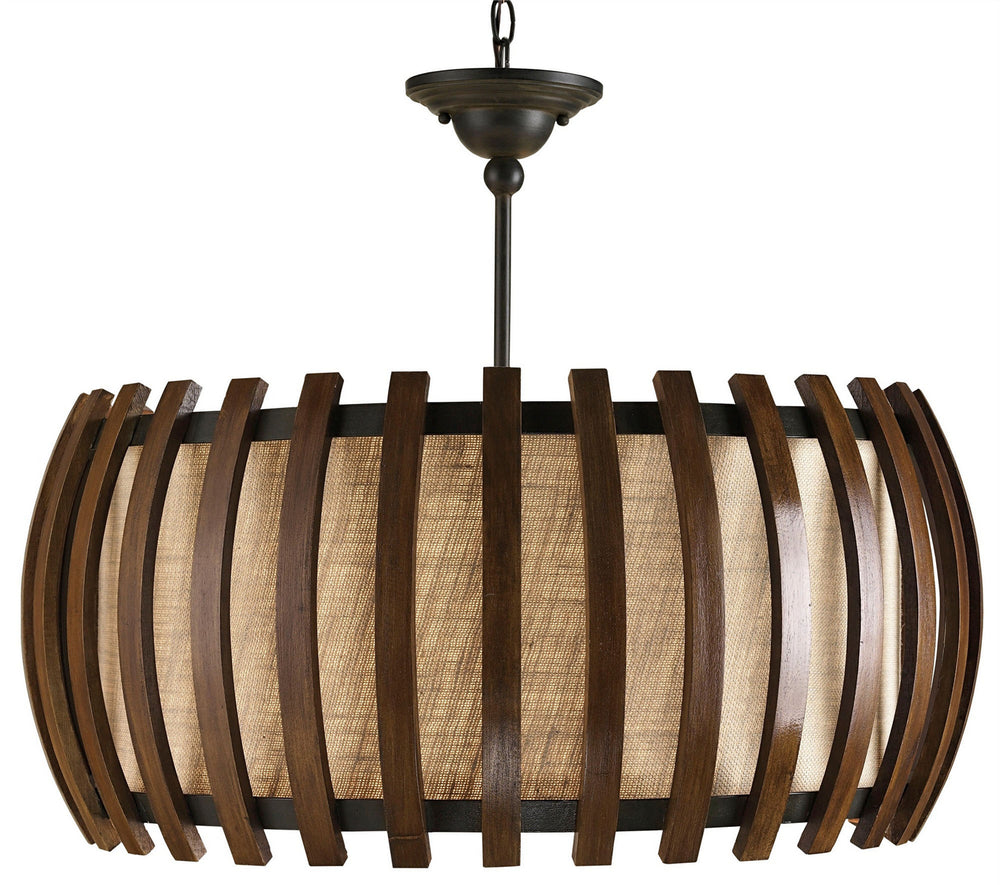 Currey and Company - One Light Pendant - Dado - Old Iron/Polished Fruitwood- Union Lighting Luminaires Decor