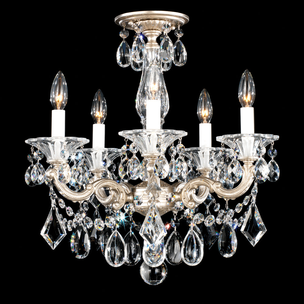 Schonbek - Five Light Semi-Flush Mount - La Scala - Antique Silver- Union Lighting Luminaires Decor