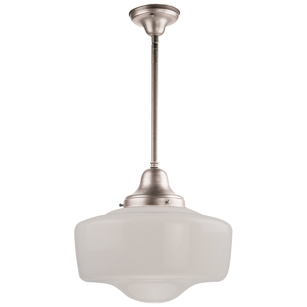 DVI Canada - One Light Pendant - Schoolhouse - Satin Nickel With True Opal Glass- Union Lighting Luminaires Decor