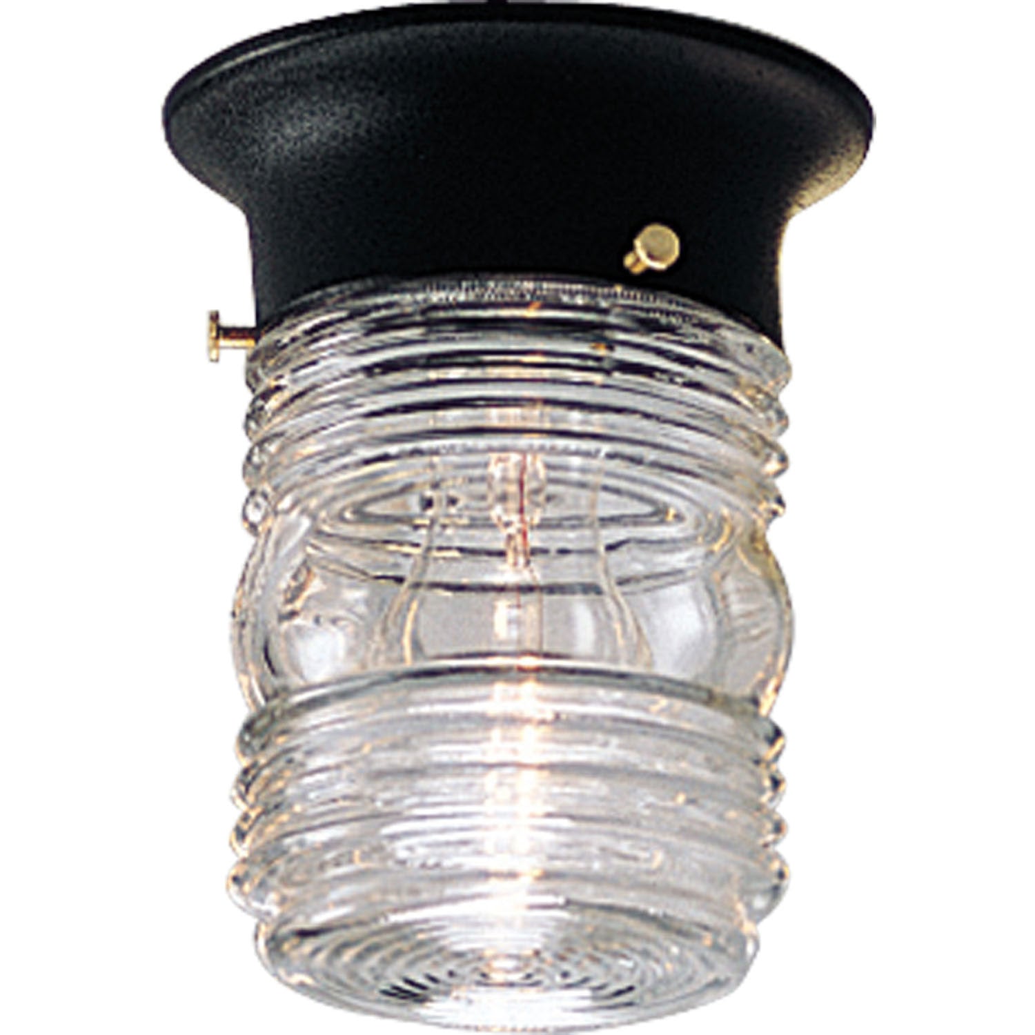 Progress Canada - One Light Outdoor Flush Mount - Utility Lantern - Black- Union Lighting Luminaires Decor