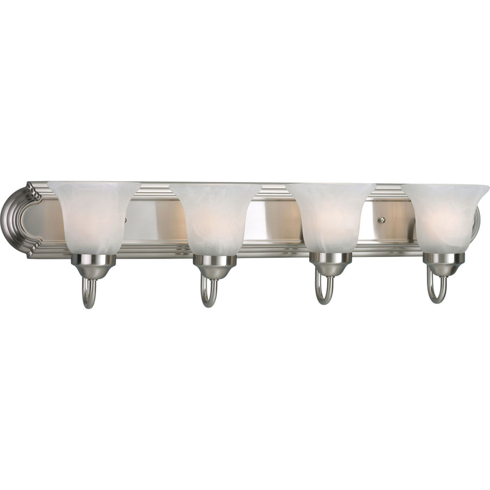 Progress Canada - Four Light Bath Bracket - Alabaster Glass - Brushed Nickel- Union Lighting Luminaires Decor