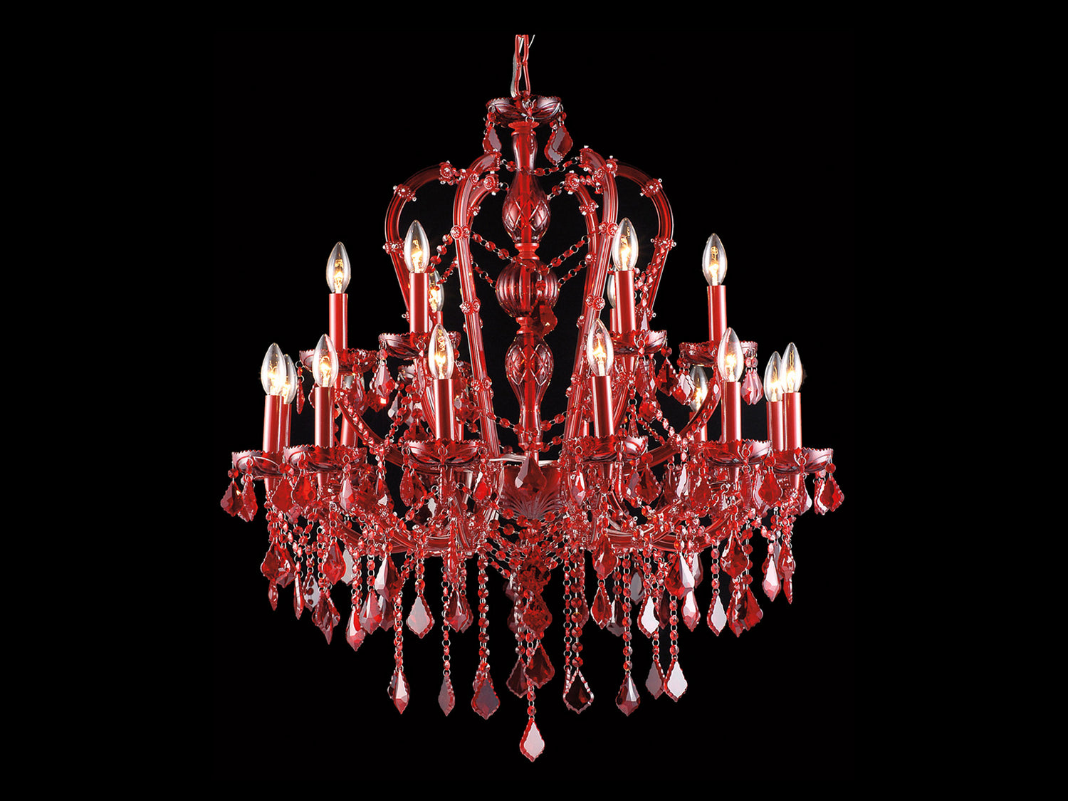 Avenue Lighting - 18 Light Chandelier - Crimson Blvd. - Red Crystal- Union Lighting Luminaires Decor