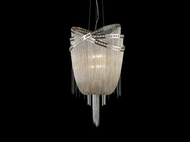 Avenue Lighting - Four Light Chandelier - Wilshire Blvd. - Polish Nickel/Crystal- Union Lighting Luminaires Decor