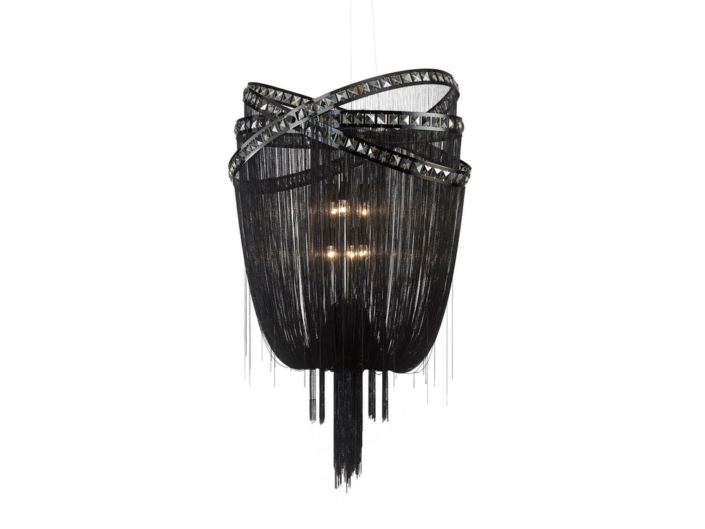 Avenue Lighting - Six Light Chandelier - Wilshire Blvd. - Black Chrome/Smoke Crystal- Union Lighting Luminaires Decor