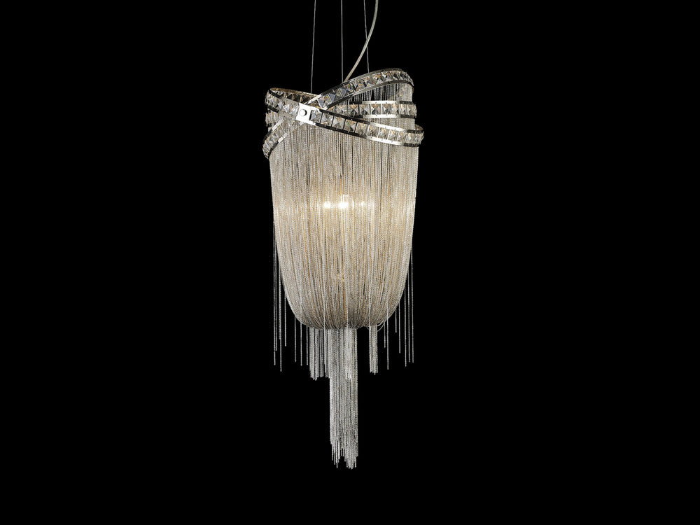 Avenue Lighting - Six Light Chandelier - Wilshire Blvd. - Polish Nickel/Crystal- Union Lighting Luminaires Decor