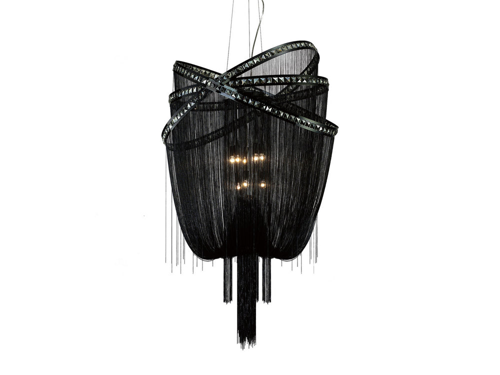 Avenue Lighting - Nine Light Chandelier - Wilshire Blvd. - Black Chrome/Smoke Crystal- Union Lighting Luminaires Decor