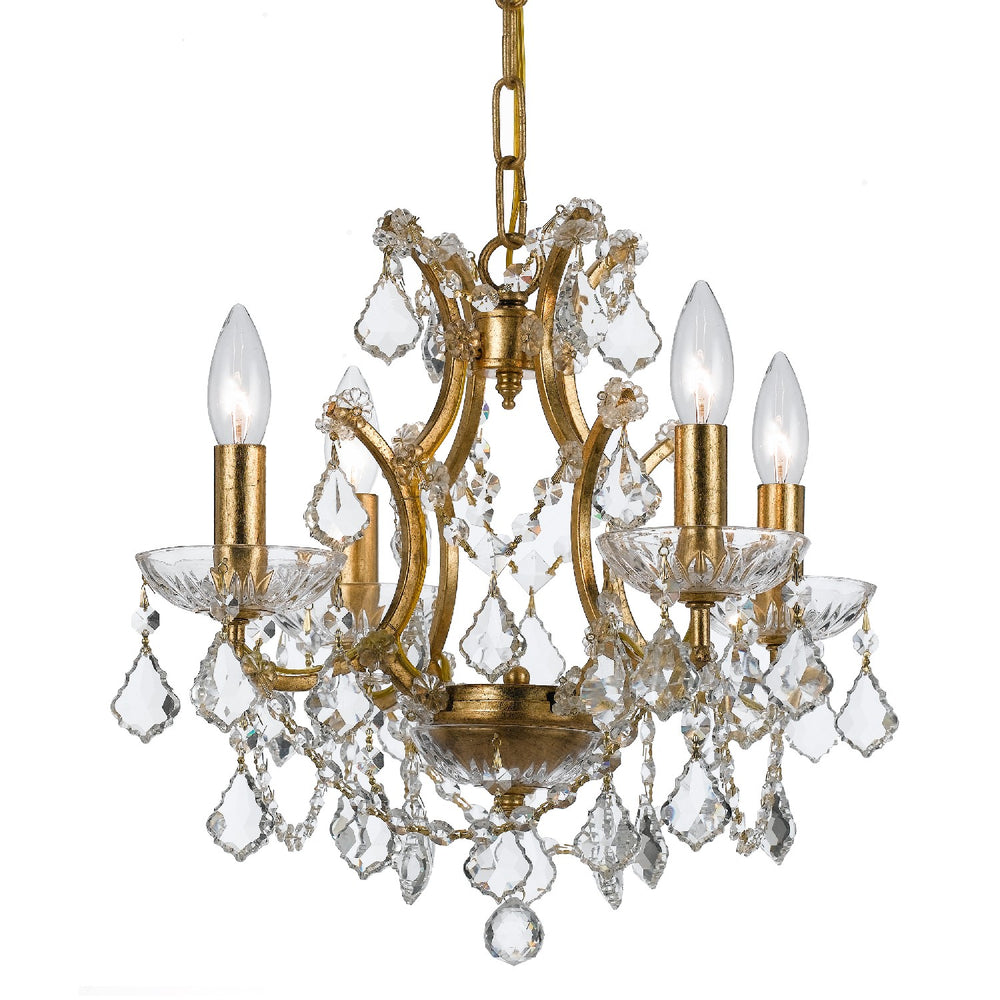 Crystorama - Four Light Mini Chandelier - Filmore - Antique Gold- Union Lighting Luminaires Decor