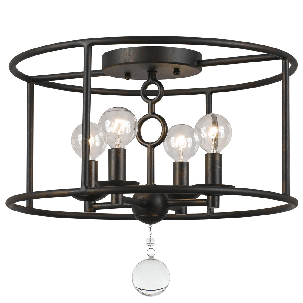 Crystorama - Four Light Semi Flush Mount - Cameron - English Bronze- Union Lighting Luminaires Decor