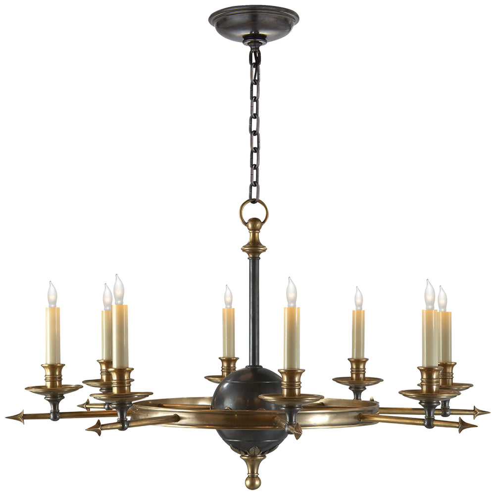 Visual Comfort Signature Canada - Eight Light Chandelier - Leaf and Arrow - Bronze with Antique Brass- Union Lighting Luminaires Decor