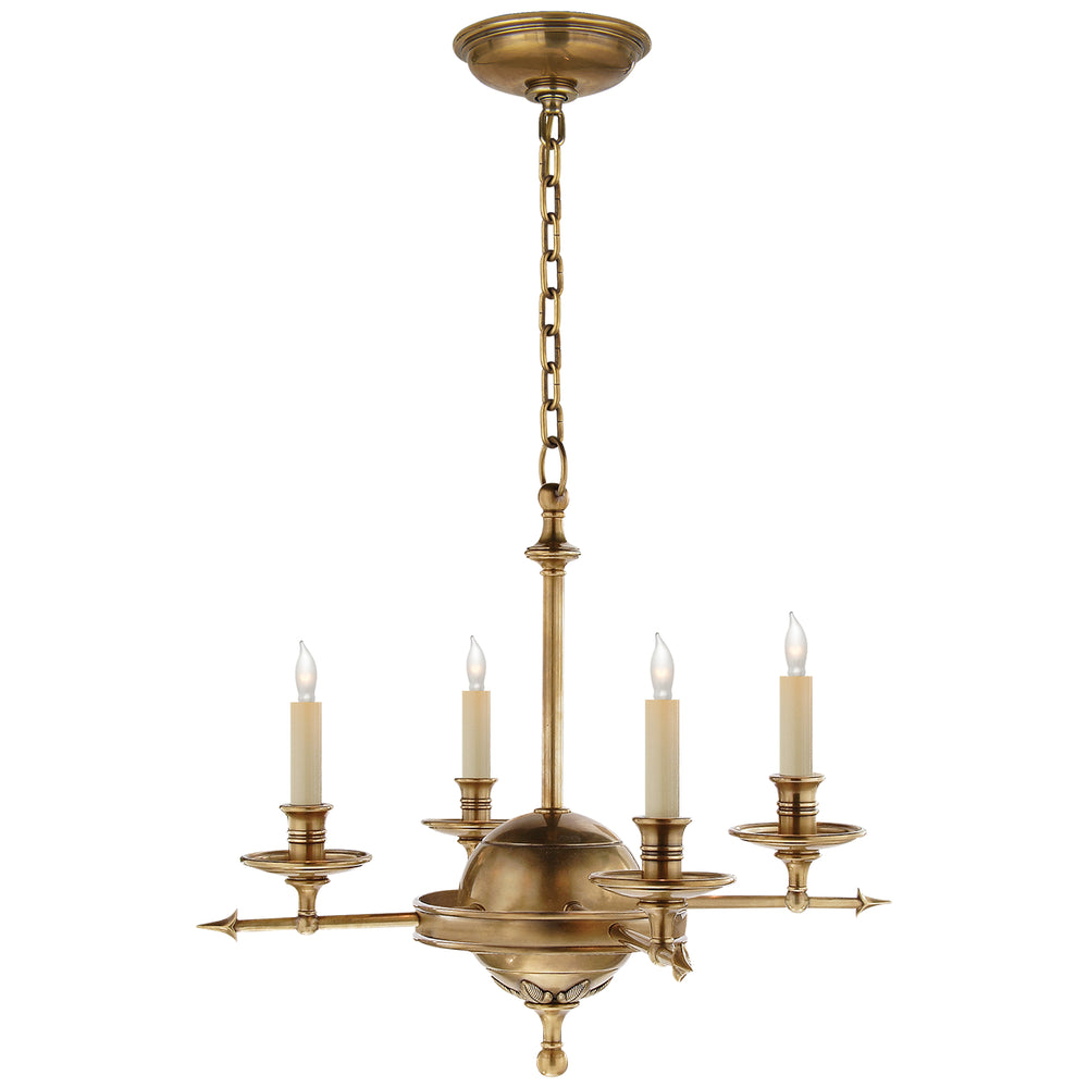 Visual Comfort Signature Canada - Four Light Chandelier - Leaf and Arrow - Antique-Burnished Brass- Union Lighting Luminaires Decor