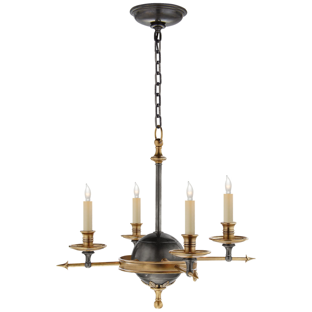 Visual Comfort Signature Canada - Four Light Chandelier - Leaf and Arrow - Bronze with Antique Brass- Union Lighting Luminaires Decor